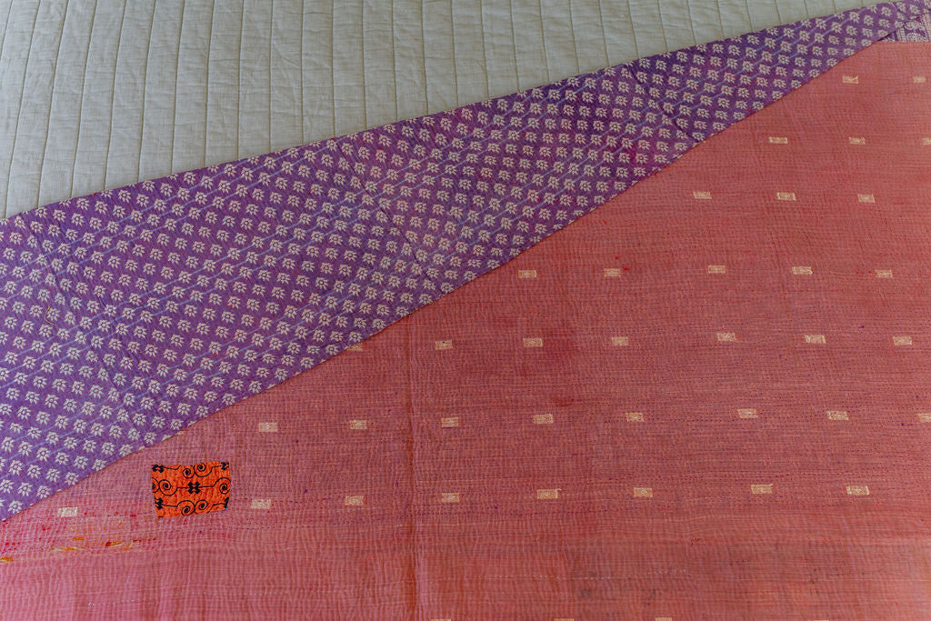 Vintage Kantha Quilt Reversible