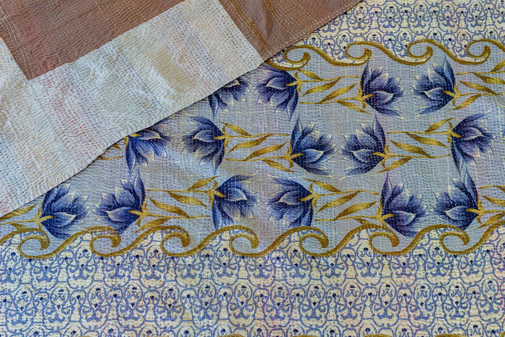 Copriletto Patchwork In Seta Kantha Fatto A Mano - Design Vintage Multicolore Perfetto Per 713638 Copriletto Patchwork In Seta Kantha Fatto A Mano - Design Vintage Multicolore Perfetto Per 713638