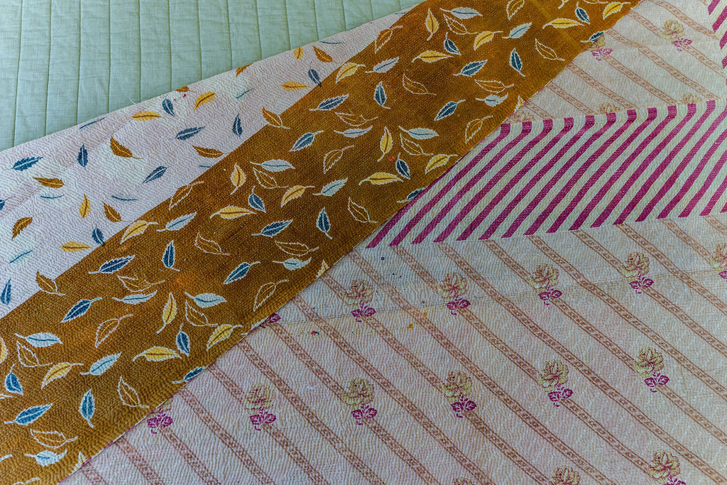 Vintage Kantha Quilt Reversible