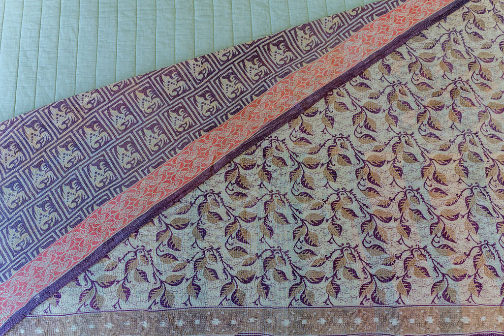 Vintage Kantha Quilt Reversible