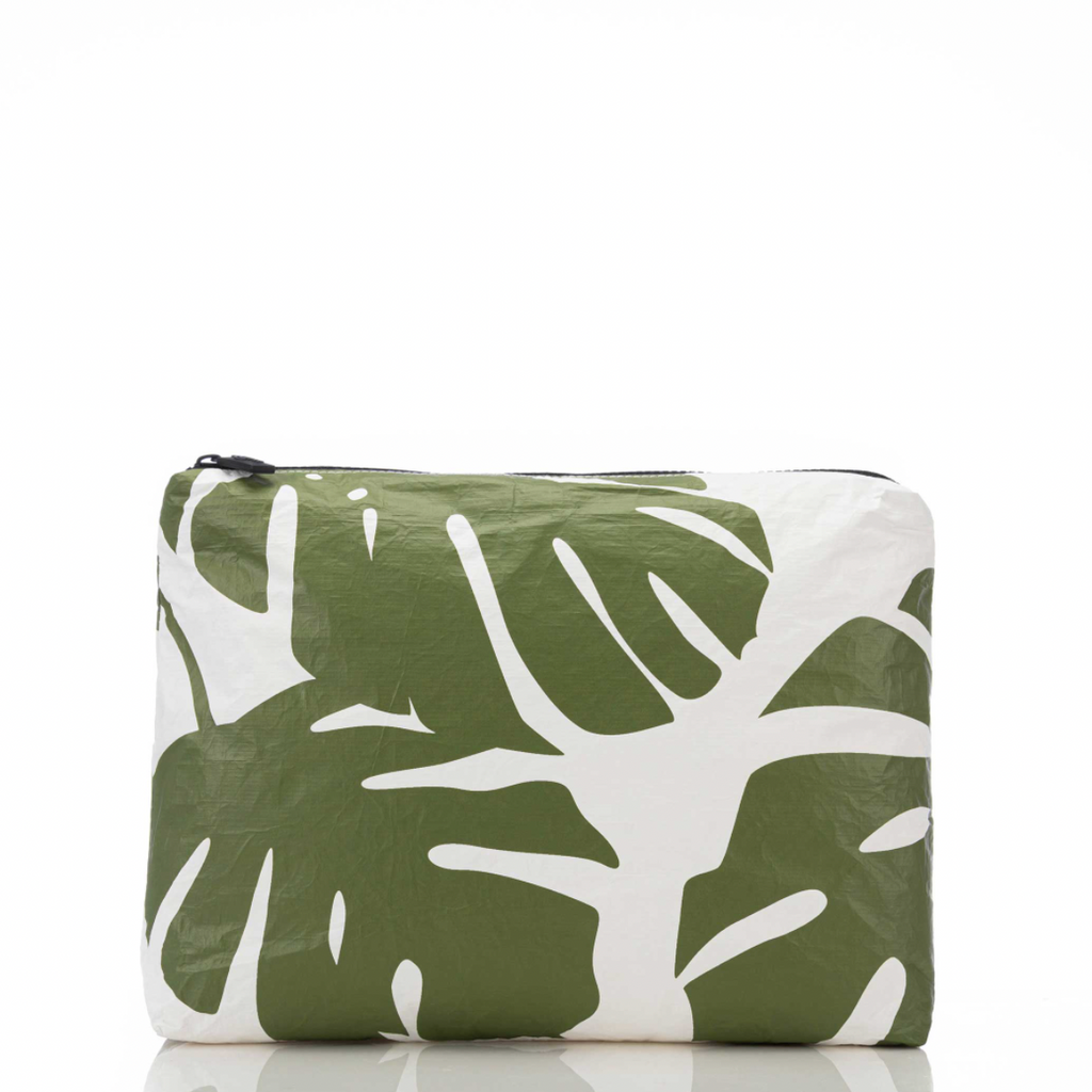 Mid Monstera Pouch in Seaweed