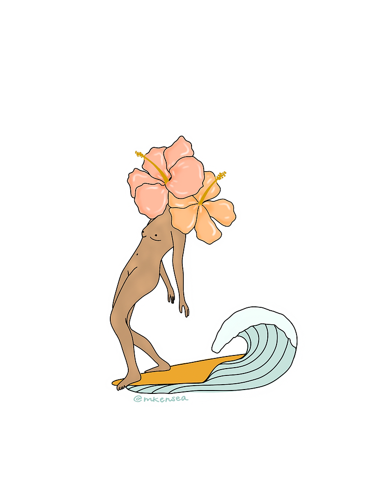 Surfer Hibiscus Sticker