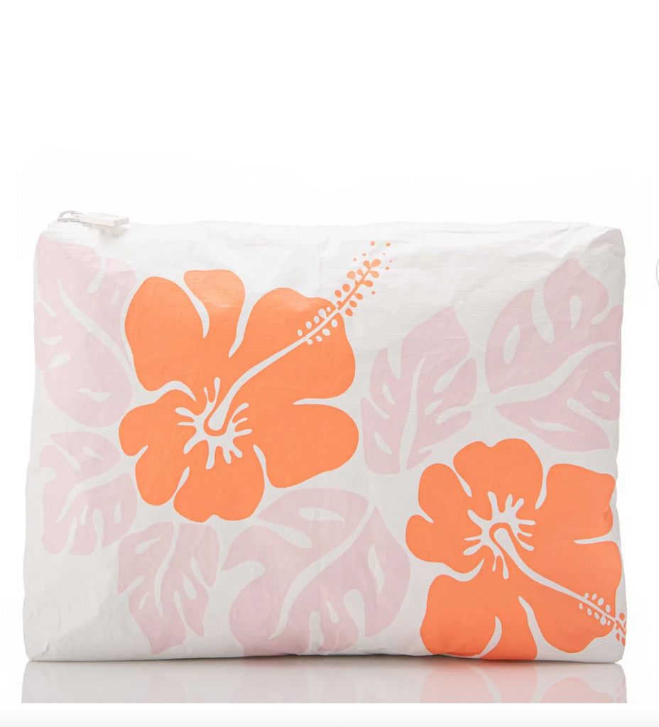 Mid Big Island Hibiscus Pouch in Dreamsicle