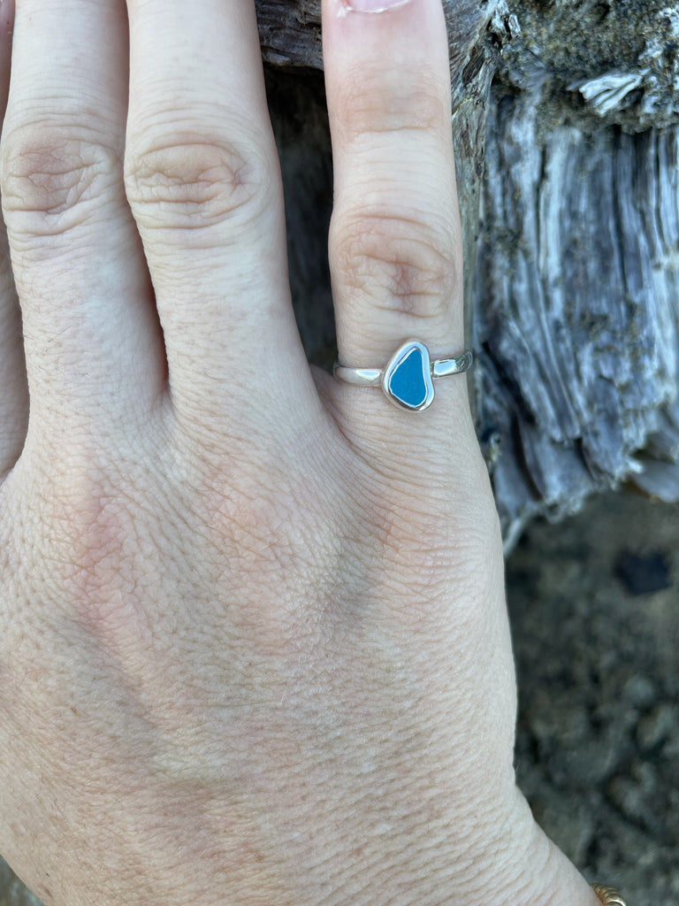 Blue Sea Glass Ring