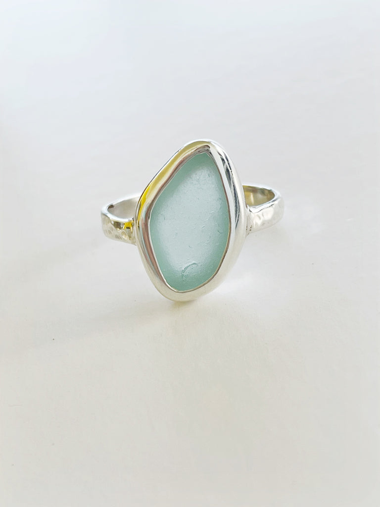 Aqua Blue Sea Glass Ring