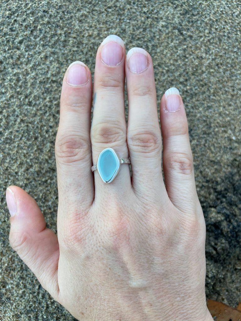 Aqua Blue Sea Glass Ring