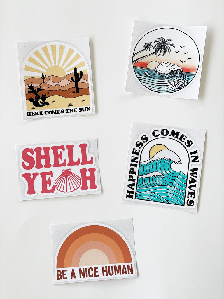 Happiness comes in Waves Sticker