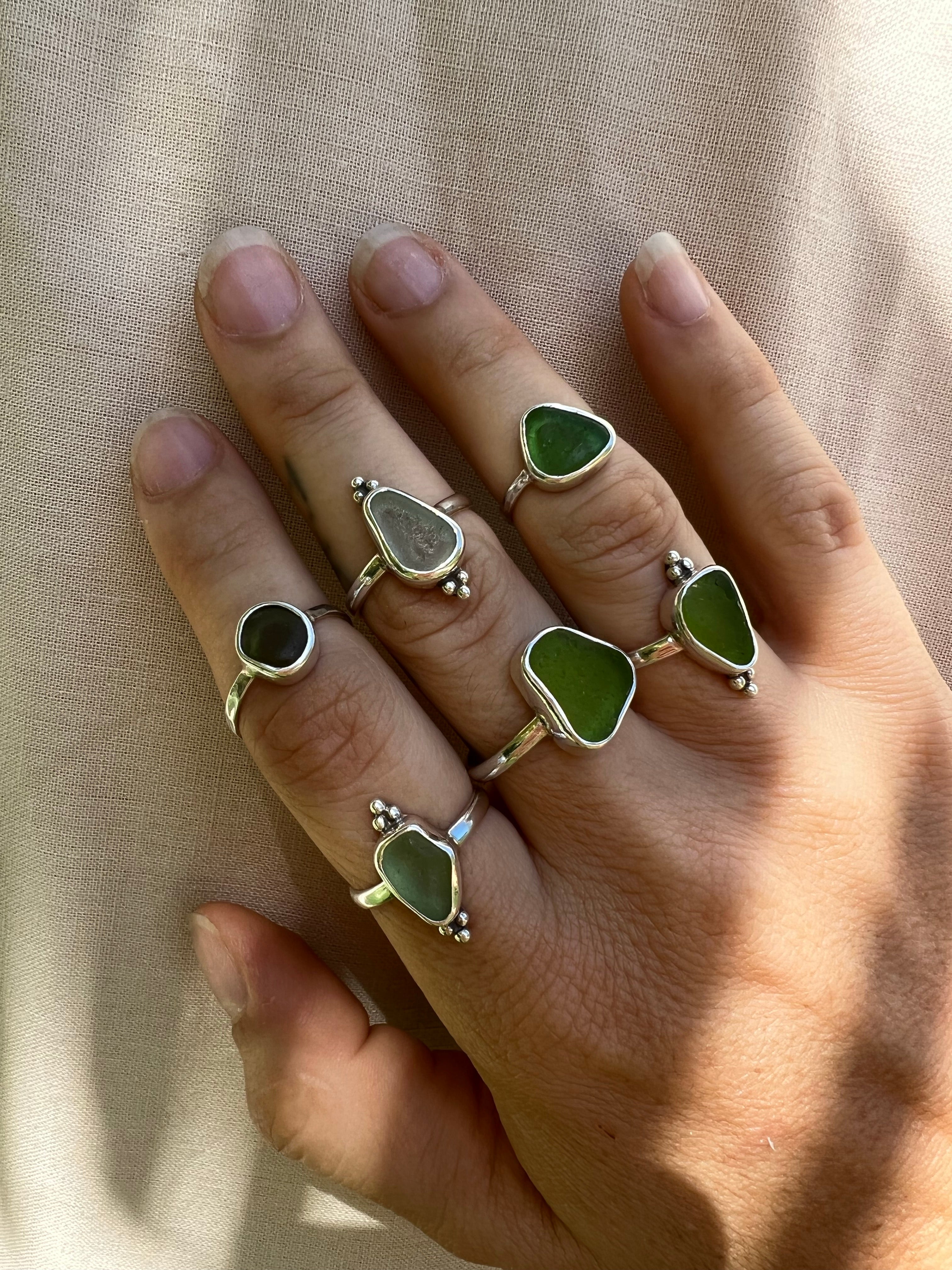 Olive Sea Glass Ring